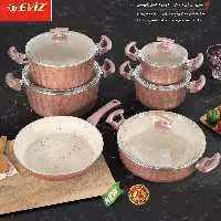 سرویس قابلمه 11 پارچه اویز  EVIZ مدل الیپس رزگلد با ارسال رایگان