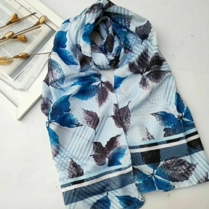 شال نخ اسلپ طرح بهار(ابی)