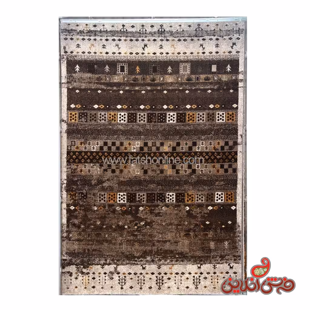فرش  ماشینی ساوین کد 2099 طرح صدف شکلاتی