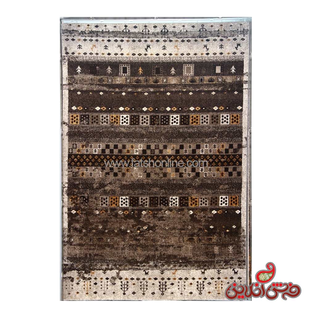 فرش  ماشینی ساوین کد 2099 طرح صدف شکلاتی