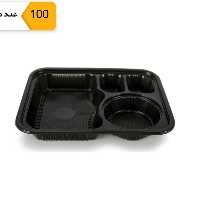 ظرف غذا یکبارمصرف چهارخانه درب دار کارتن 100 عددی