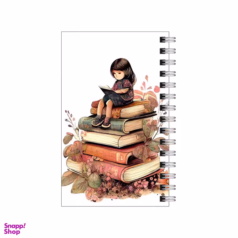 دفترچه یادداشت مدل to do list طرح دختر بر فراز کتابها کد 2528625