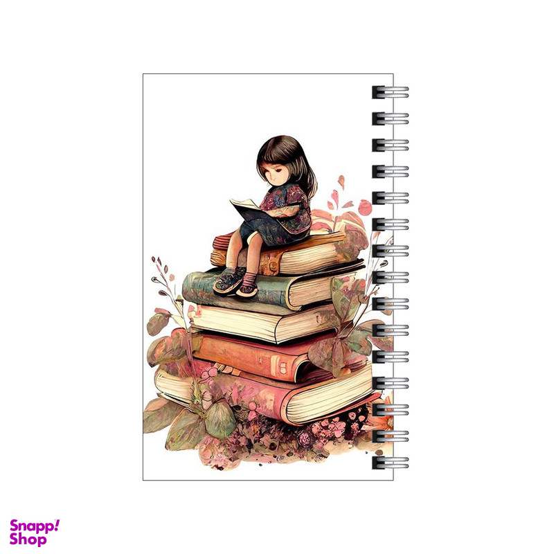 دفترچه یادداشت مدل to do list طرح دختر بر فراز کتابها کد 2528625