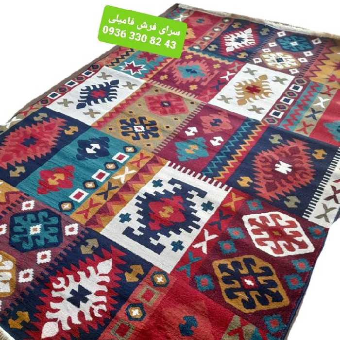 گبه4متری طرح سنتی رنگ لاکی کد48 فرش نرم و لطیف 