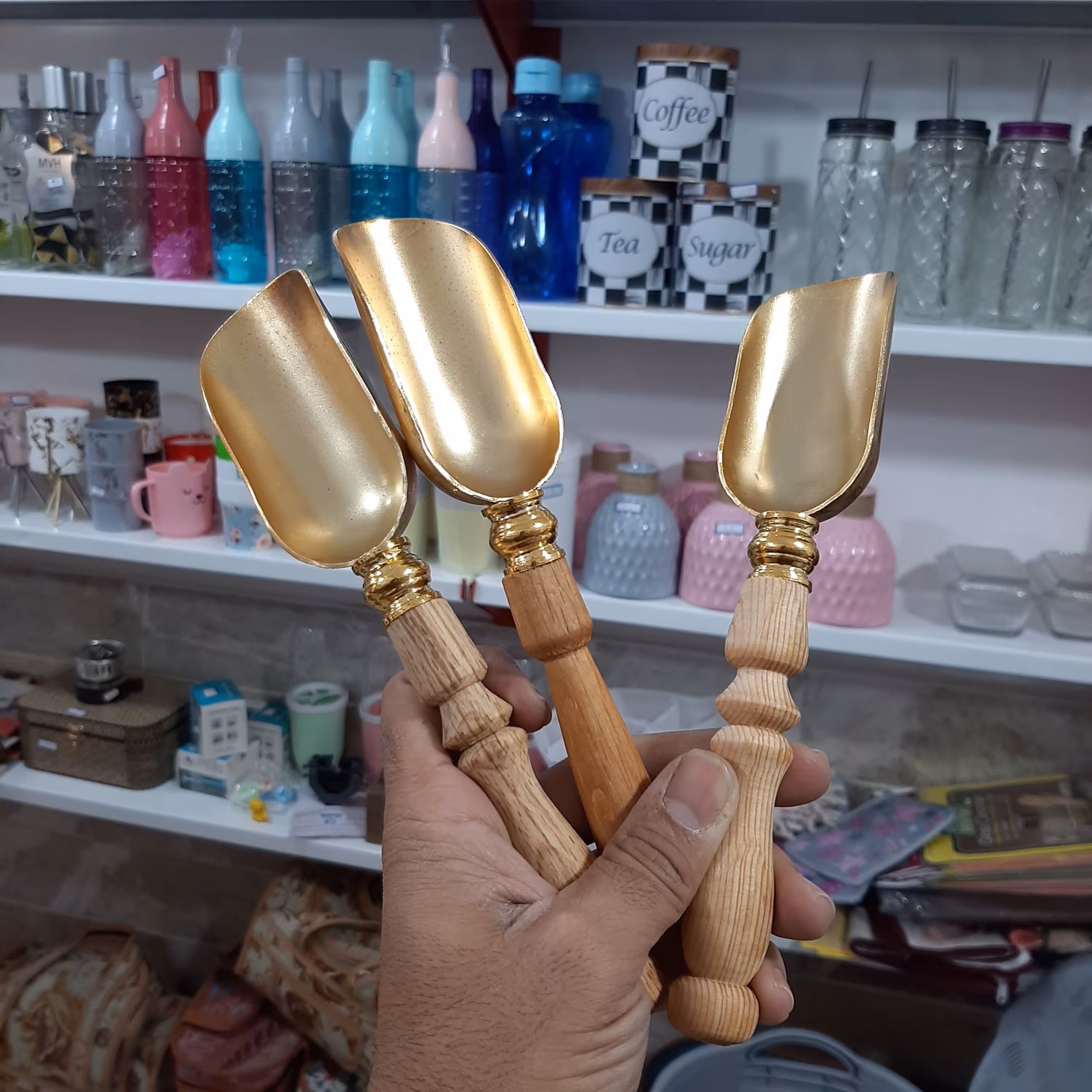 قاشق آجیل فلزی چوبی 