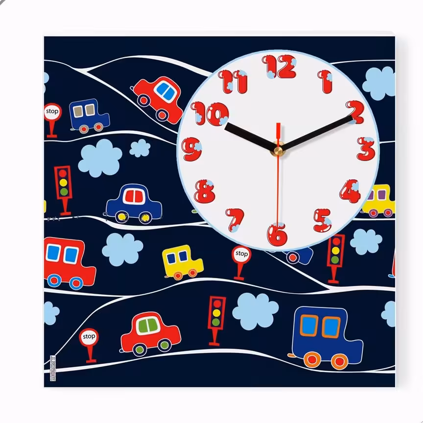 ساعت دیواری اتاق کودک طرح ماشین کد 6230