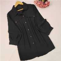 مانتو تونیک آندیا - بابوس - جلو دکمه - فری سایز - تک رنگ مشکی