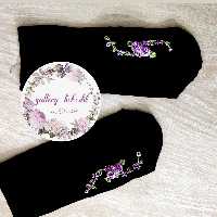 جوراب گلدوزی طرح دو گل بنفش ترکیبی