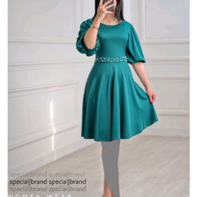 پیراهن مهمانی زنانه کرپ غواصی مدل شهگل