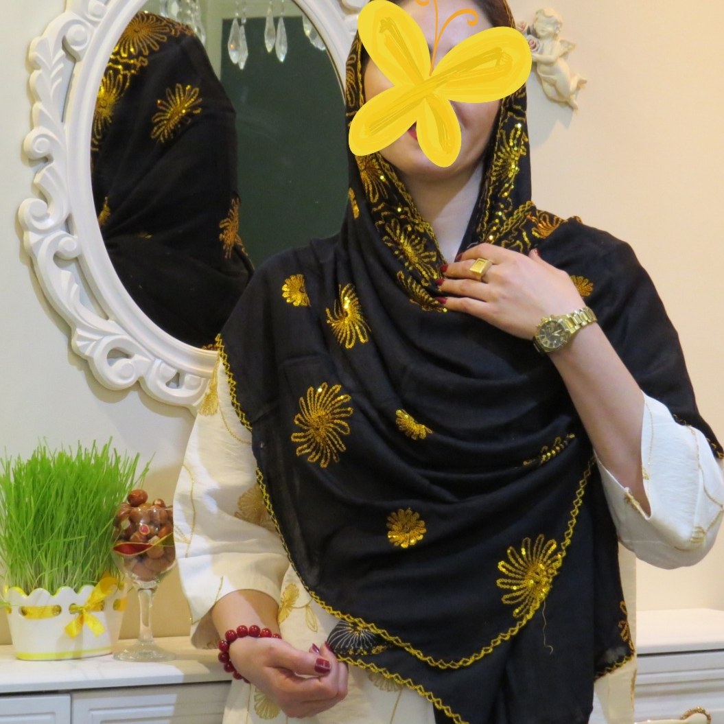 شال نخی مجلسی و پولکدوزی شده