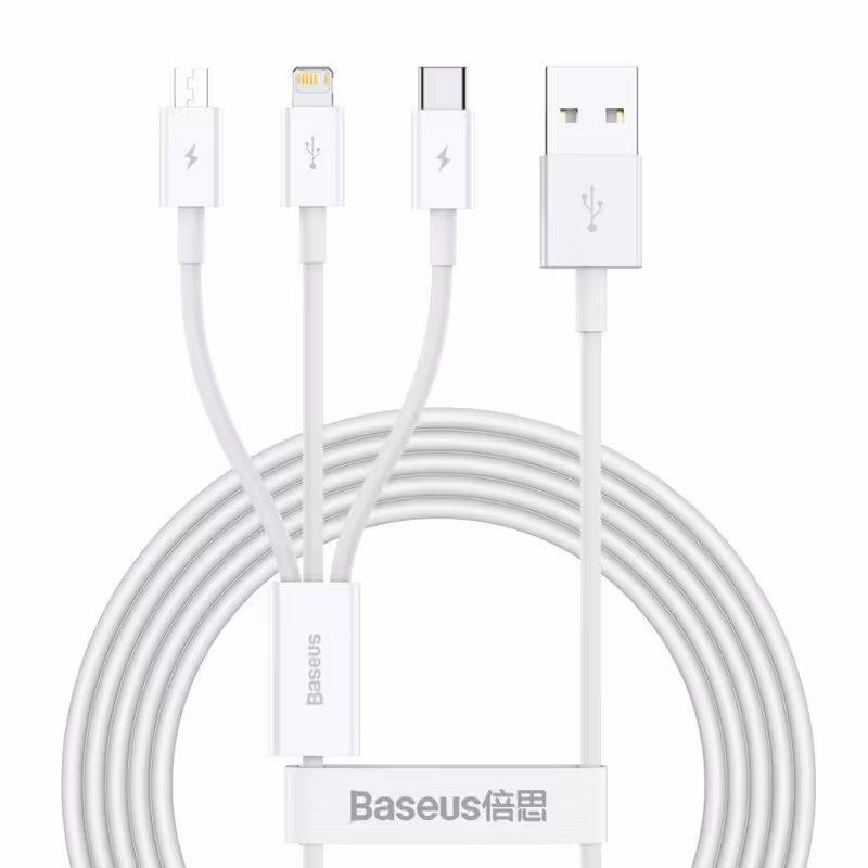 کابل شارژ 1 به 3 MicroUSB / lightning/ Type-C باسئوس CAMLTYS-02 طول 1.5 متر
