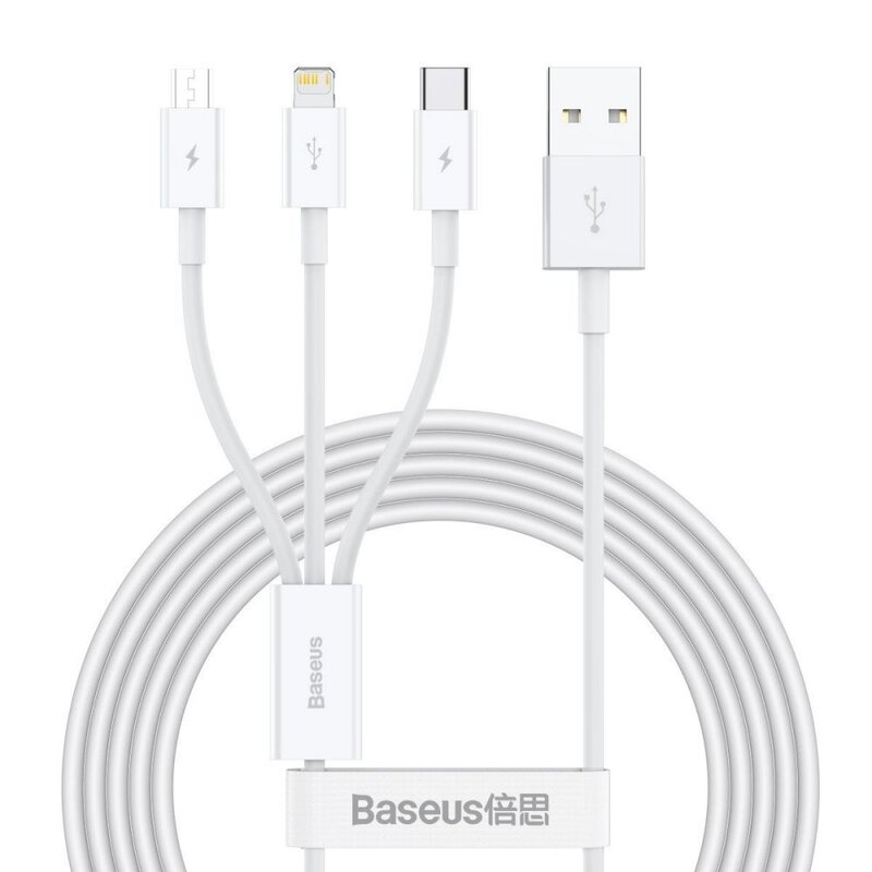 کابل شارژ 1 به 3 MicroUSB / lightning/ Type-C باسئوس CAMLTYS-02 طول 1.5 متر
