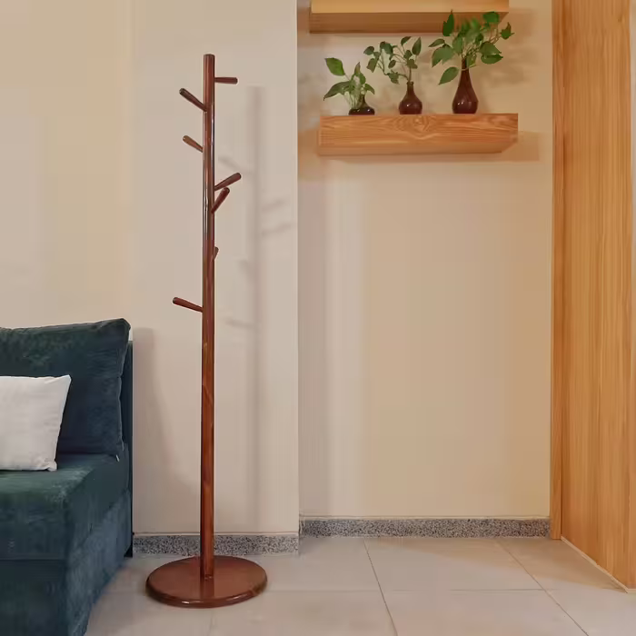 چوبلباسی ایستاده چوبی مدل سپیدار  گردویی