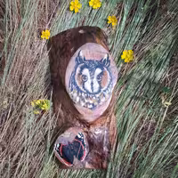 نقاشی رو چوب اَفرا نماد (چشم نظر)طرح جغد و پروانه 