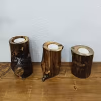 جا شمعی چوبی روستیک گردو