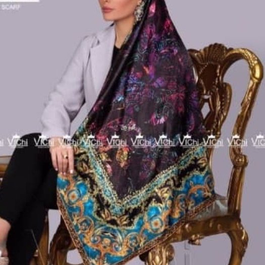 روسری ابدیشم لاکچری مجلسی نخ ابریشم قواره 110 (1)