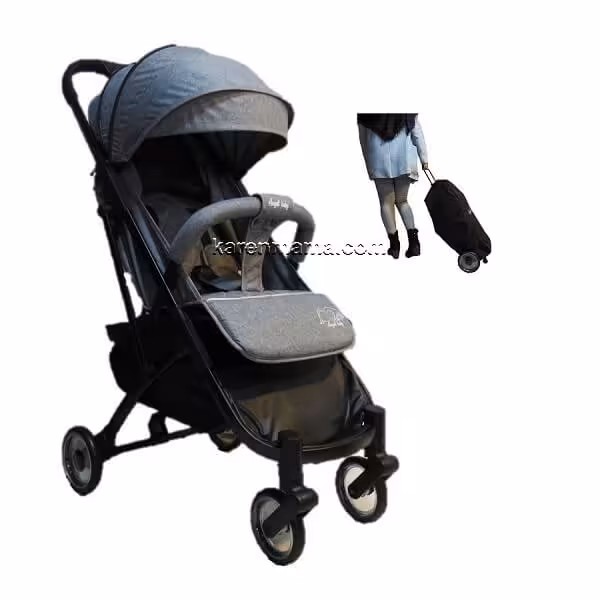 کالسکه angel baby آنجل بیبی کد b-47 چرخ شیشه ای رنگ طوسی