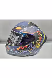 کلاه کاسکت موتورسیکلت چند رنگ موتور Helmet Pro 801 عینک آفتابی زامبی آبی نارنجی ام تی اس MTS