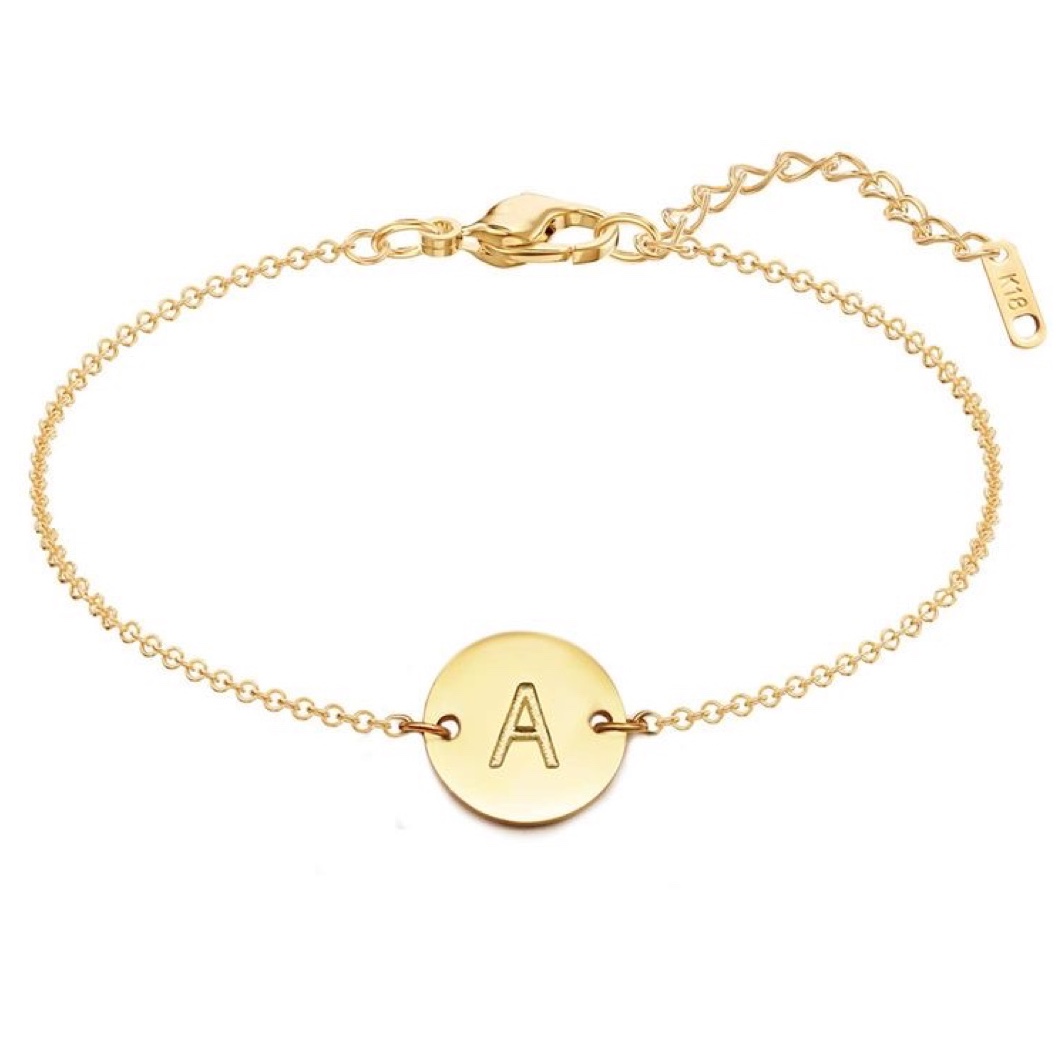 دستبند سفارشی تمام استیل حرف انگلیسی طلایی سفید