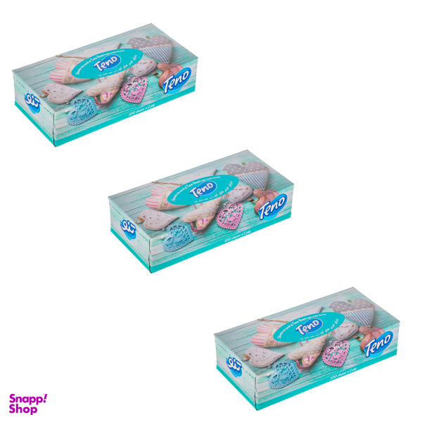 دستمال کاغذی 100 برگ تنو مدل قلب بسته 3 عددی