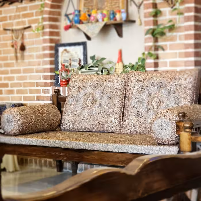 ست 5 تکه پشتی سنتی طرح سالار رنگ گردویی