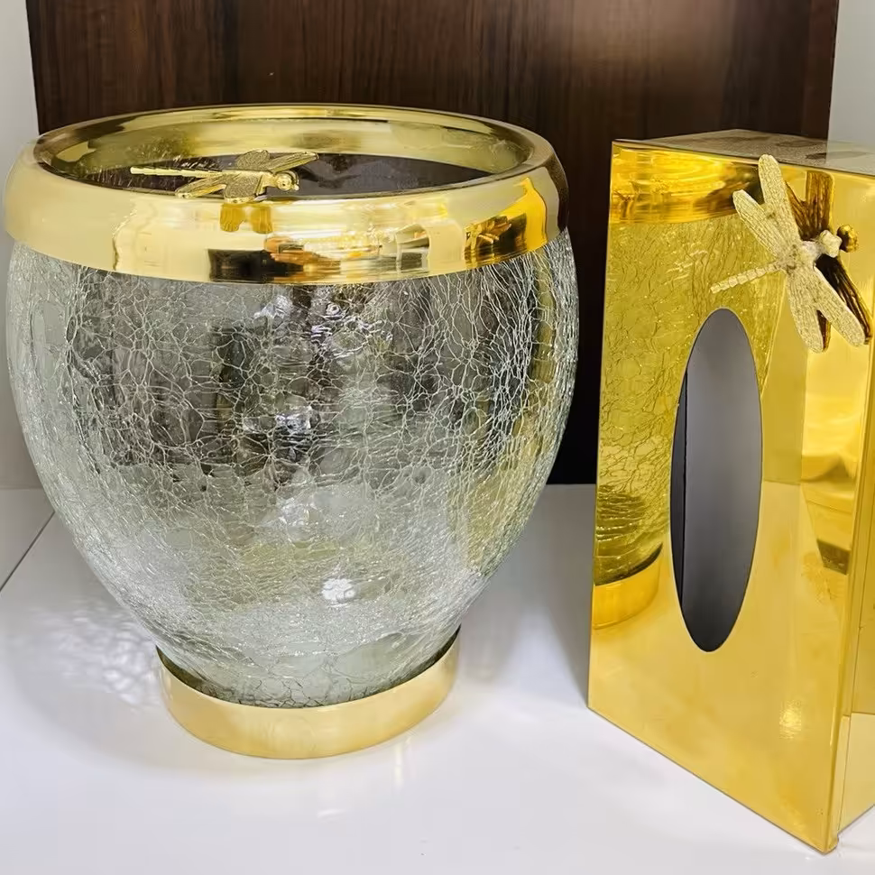 سطل و جا وستمال شیشه ترک