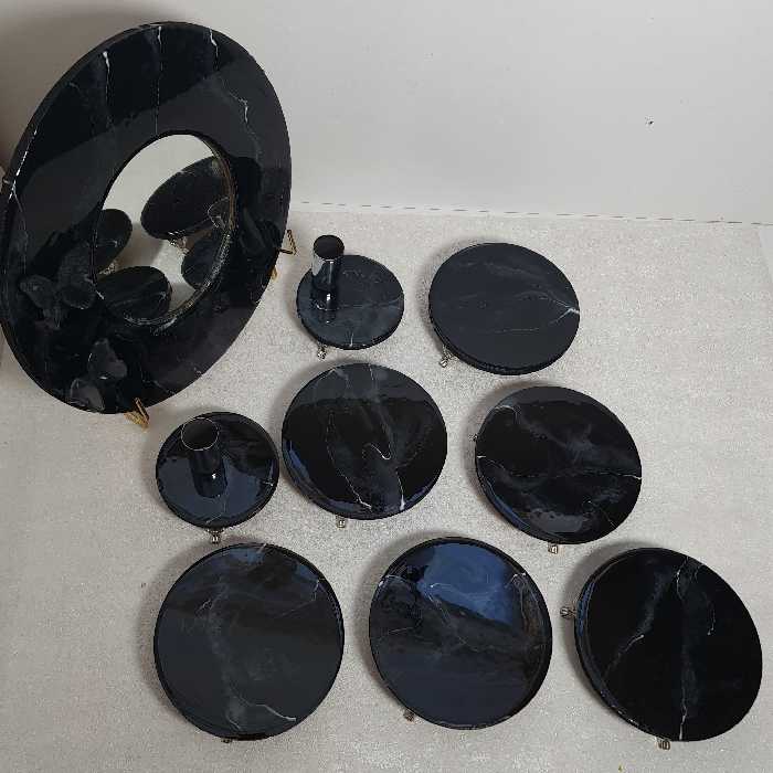 سفره هفتسین رزینی طرح سنگ مشکی ساده شیک و لاکچری 9 تکه 