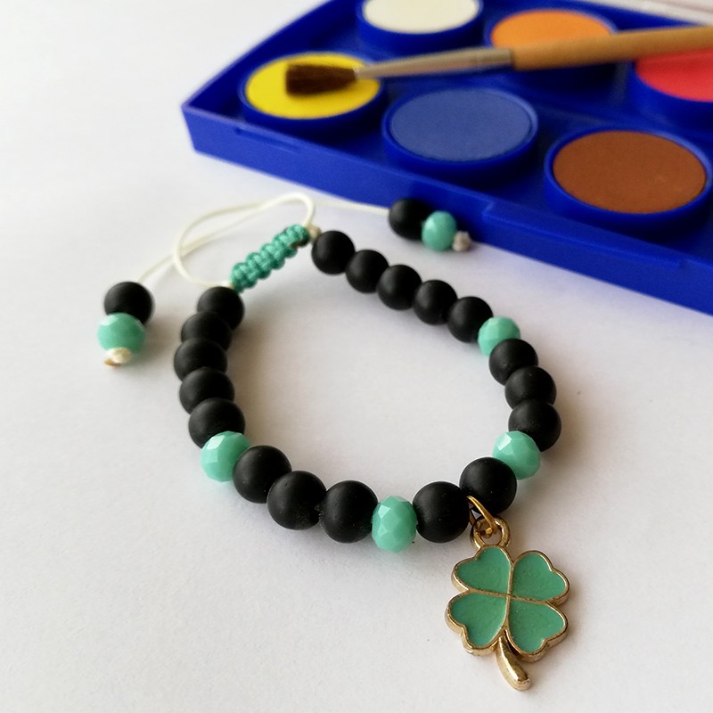 دستبند اونیکس (طرح شبدر فیروزه ای)