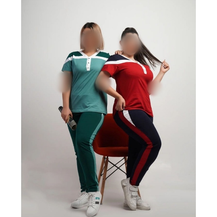 تیشرت شلوار پنبه ورزشی زنانه سایز بزرگ