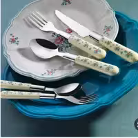 سرویس قاشق و چنگال لاویوا طرح ورا آبی 30 پارچه ساخت ترکیه