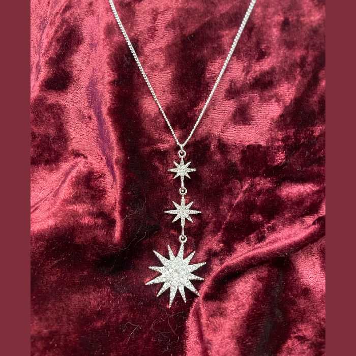 گردنبند ستاره با نگین زیرکن ضد حساسیت و رنگ وابت