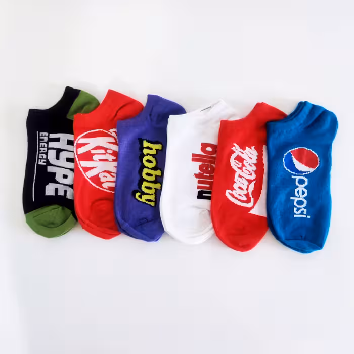 جوراب مچی زنانه ومردانه طرح پپسی وکوکاکولا ونوتلا وکیت کت وهایپ وهوبی