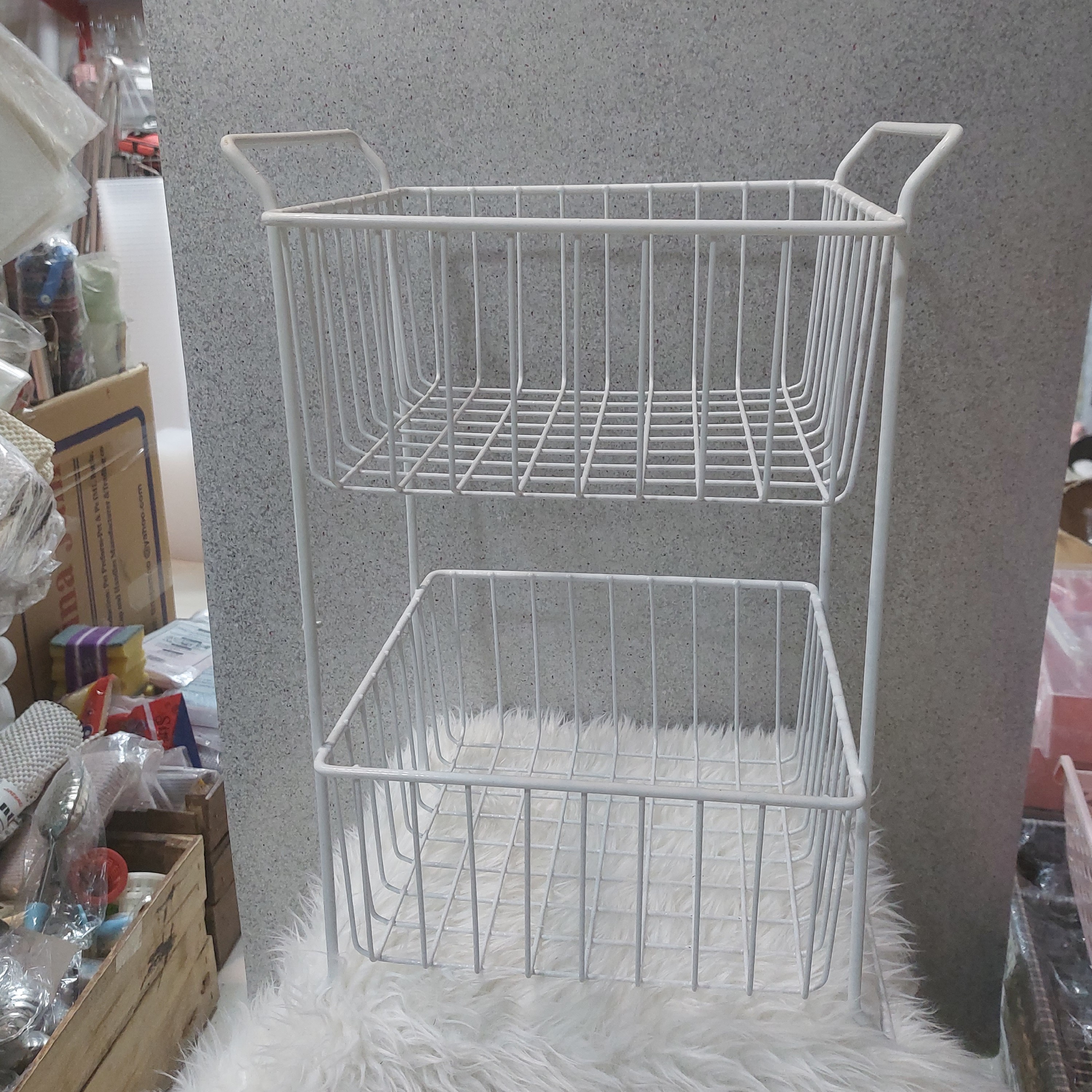 سبد سیب زمینی پیاز  دو طبقه مدل جدید مشکی و سفید در پلاسکو دهقان 