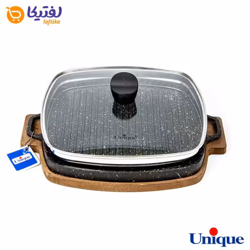 تابه گریل چدنی یونیک مربع 32 سانتیمتری (سینی چوبی) UN-6017