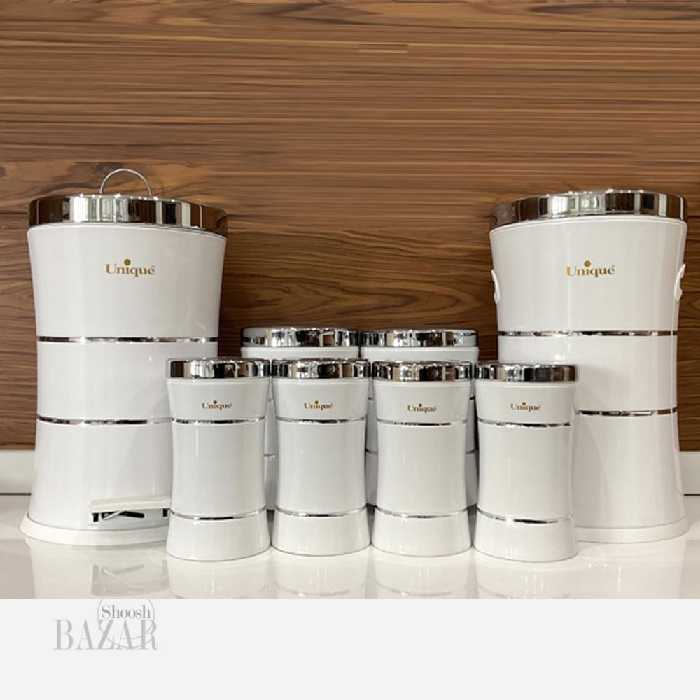 سرویس پاسماوری 8پارچه کمر باریک خطی سفید یونیک کد 4592