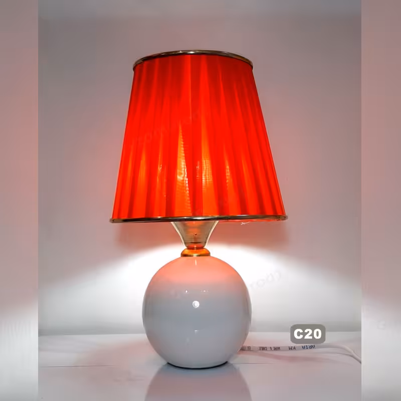 آباژور  رومیزی سرامیک لعاب سفید کوچک کد C20
