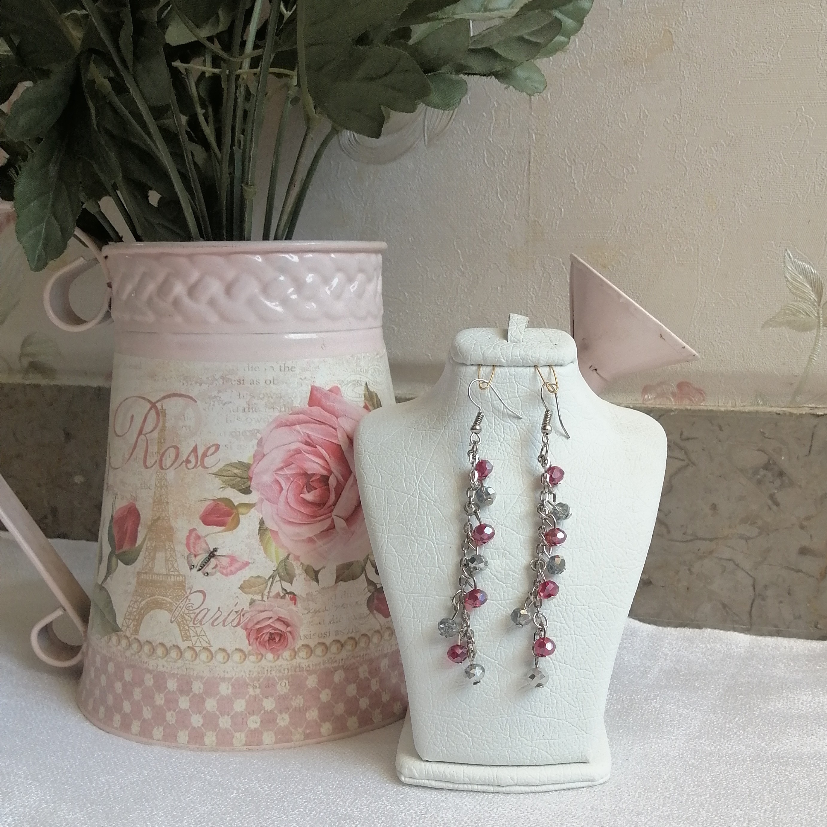 گوشواره آویز با مهره متالیک 2