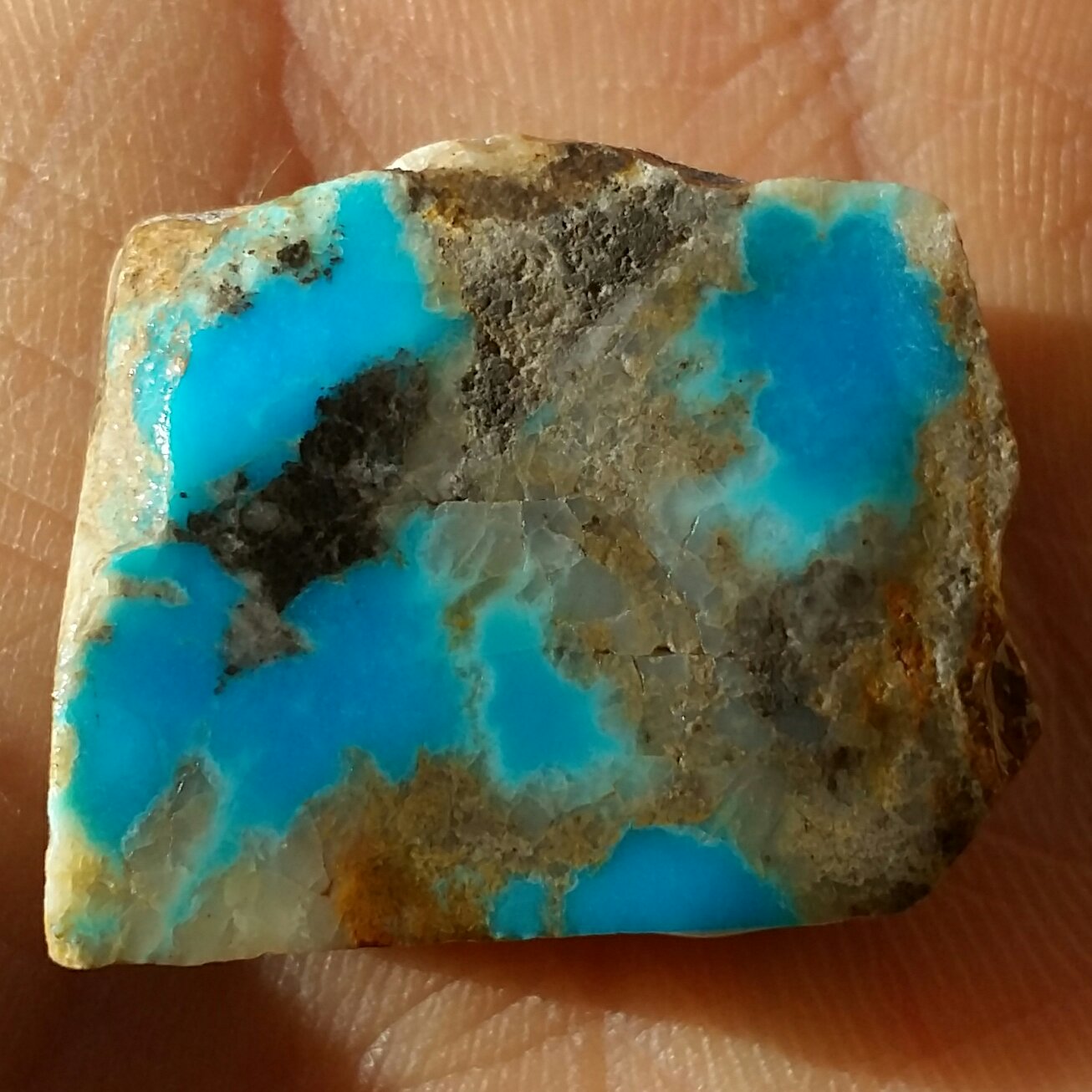 اسلایس سنگ راف فیروزه آبی اصل نیشابور 100 در 100 طبیعی شااهکار خلقت محشر بی نظیر