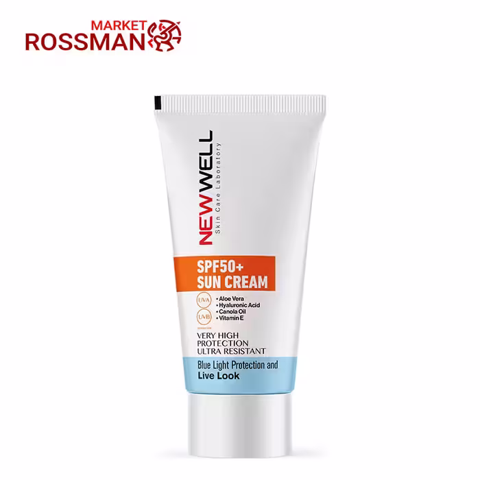 کرم ضدآفتاب بی رنگ نیوول NewWell با SPF 50 حجم 50 میلی لیتر