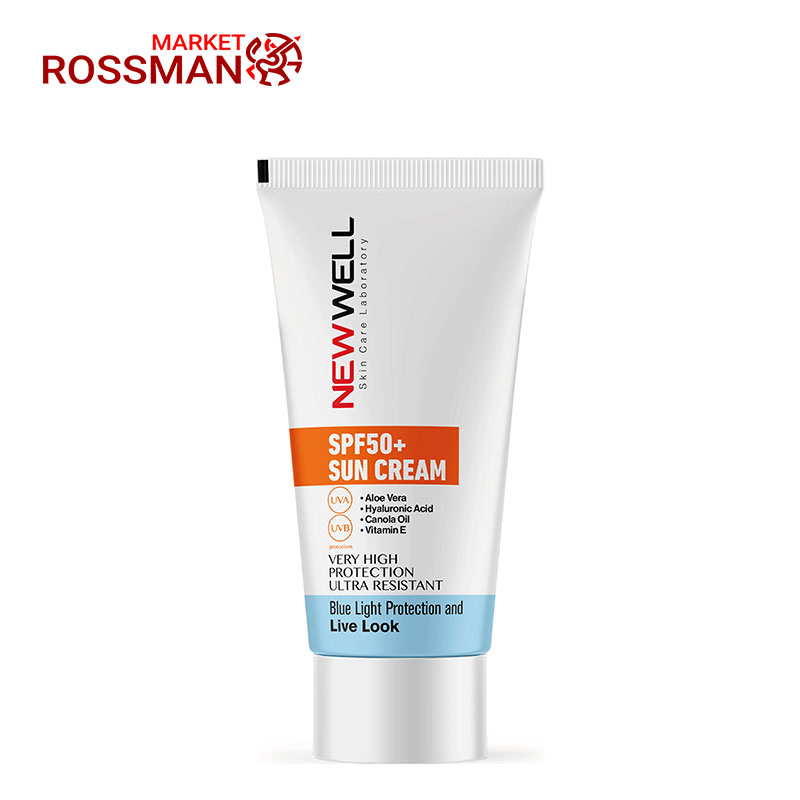 کرم ضدآفتاب بی رنگ نیوول NewWell با SPF 50 حجم 50 میلی لیتر