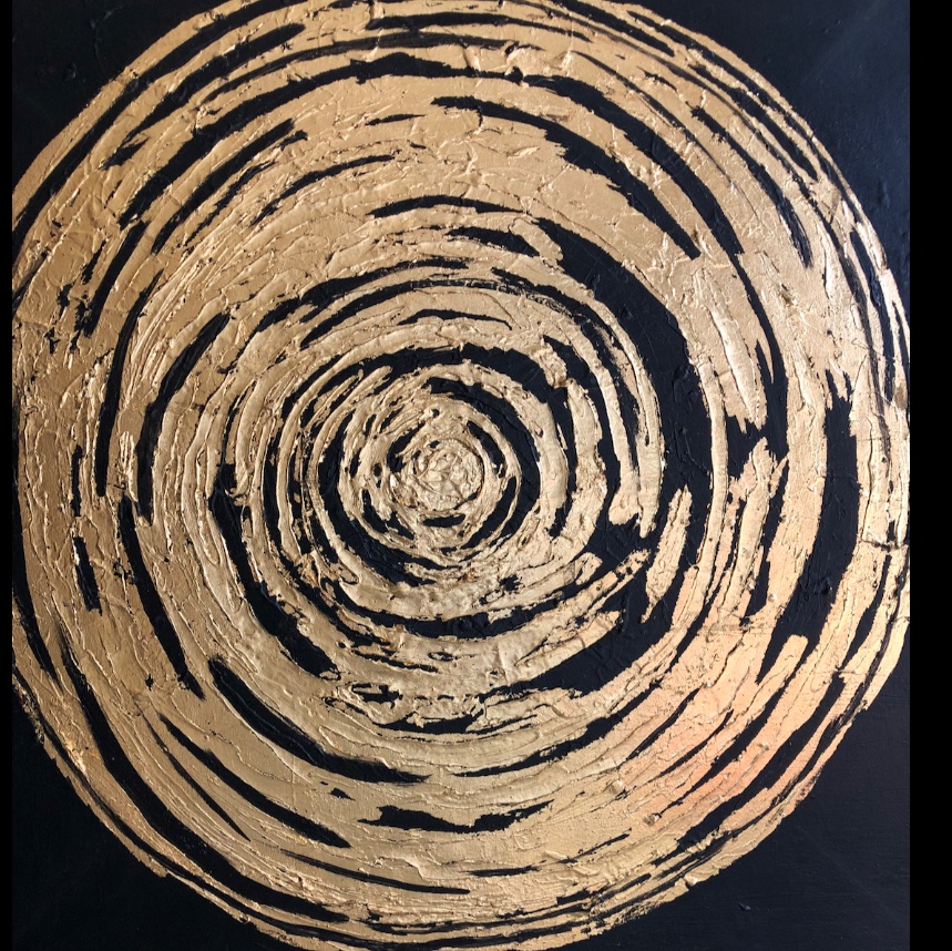 تابلونقاشی سایز50در50وزن50گرم رنگ مشکی طلایی