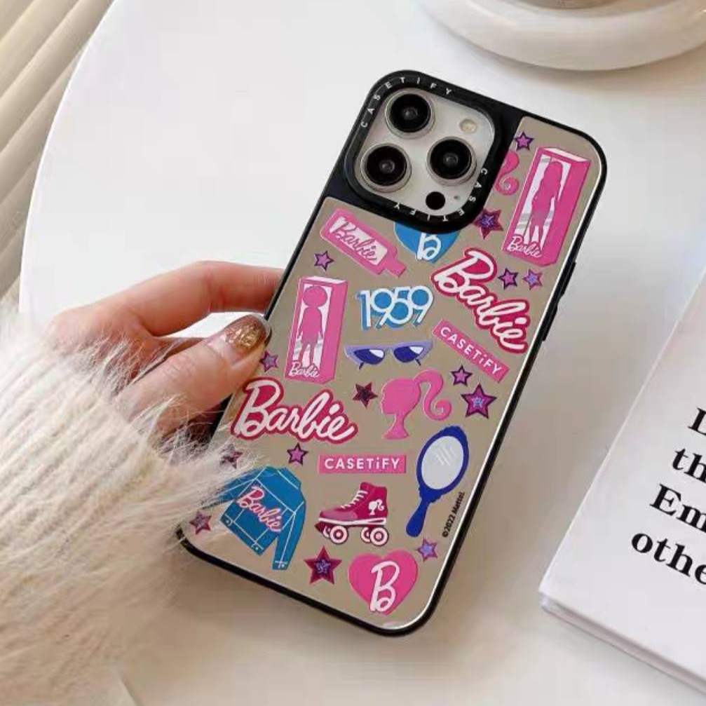 قاب گوشی سامسونگ و آیفون طرح باربی استیکری آیینه ای