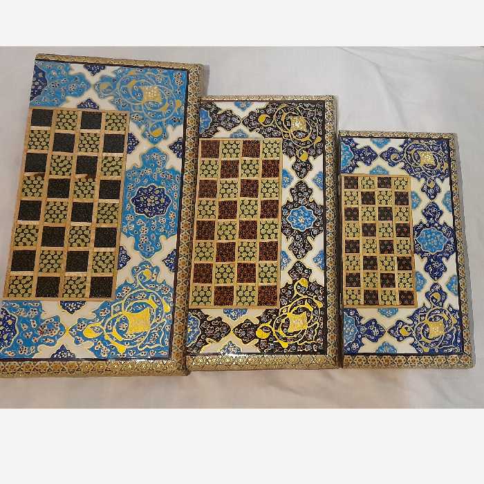 شطرنج خاتم کاری  با نقاشی تذهیب