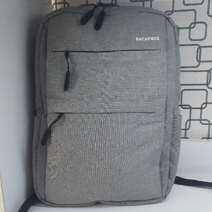 کوله پشتی ساده برزنت سوزنی رنگ طوسی خارجی