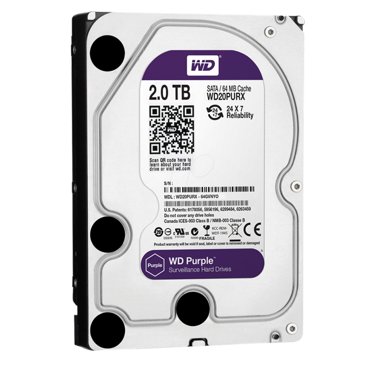 هارد دیسک اینترنال وسترن دیجیتال مدل WD Purple ظرفیت 2 ترابایت