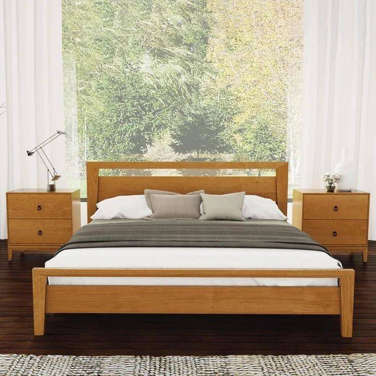 تخت خواب مدرن دو نفره چوبی با روکش بلوط کد 439