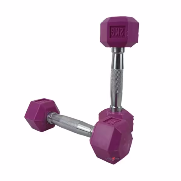 دمبل شش ضلعی رنگی 2 کیلوگرمی | بسته دو عددی