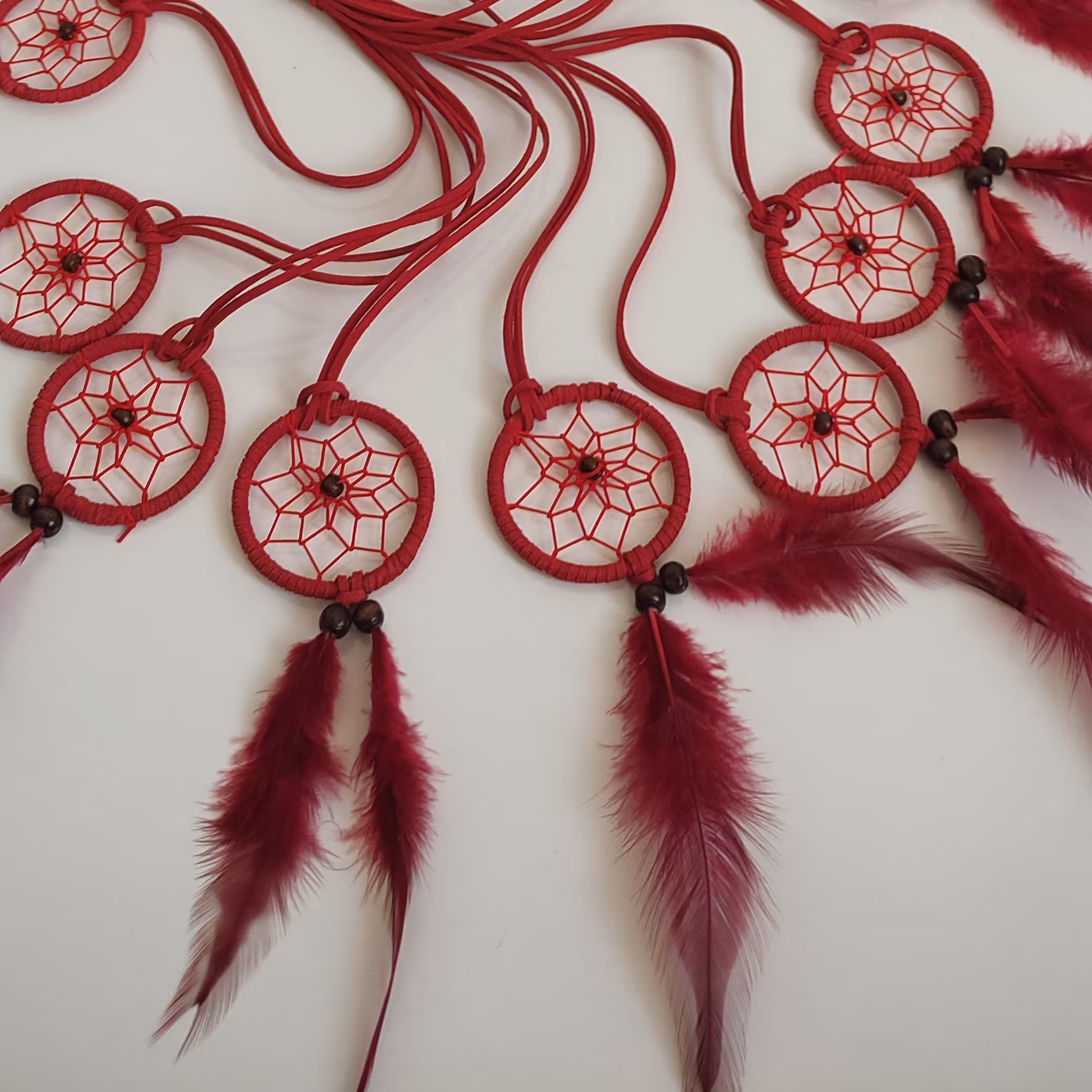 آویز دریم کیچر آویز ماشین دستساز رنگ قرمز