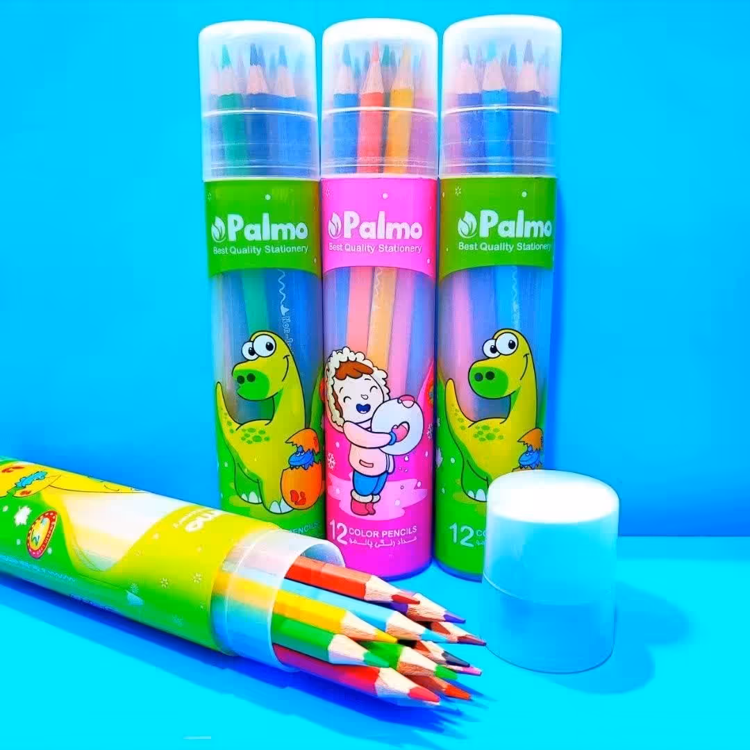 مداد رنگی استوانه ای پالمو-نوشت افزار-رنگ آمیزی-وسایل دانش آموزی