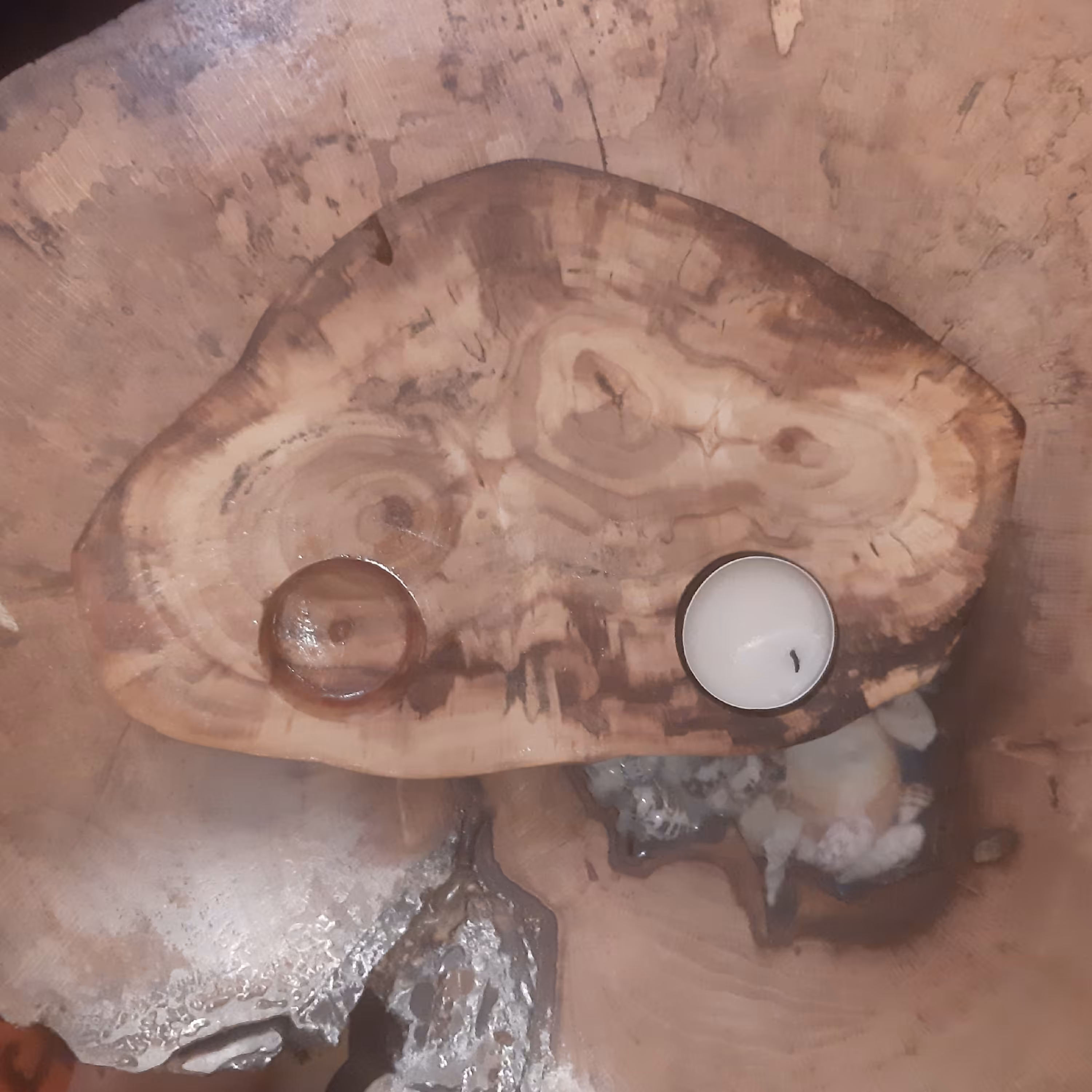 جا شمعی وارمر از چوب و روکش رزین اپوکسی ضد آب 